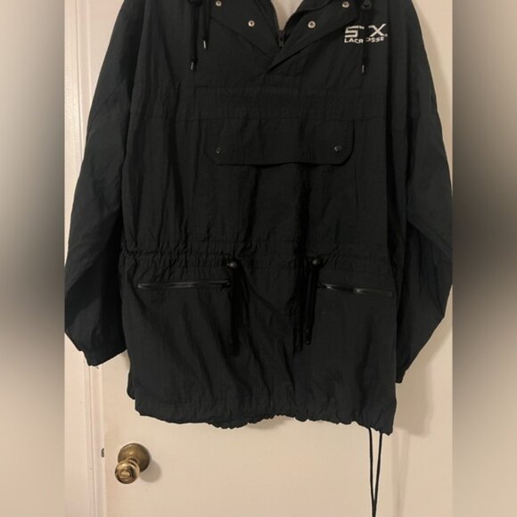 Vintage STX Lacrosse Jacket Black Mens SizeXL Anorak Coat zipped pockets - Picture 2 of 15